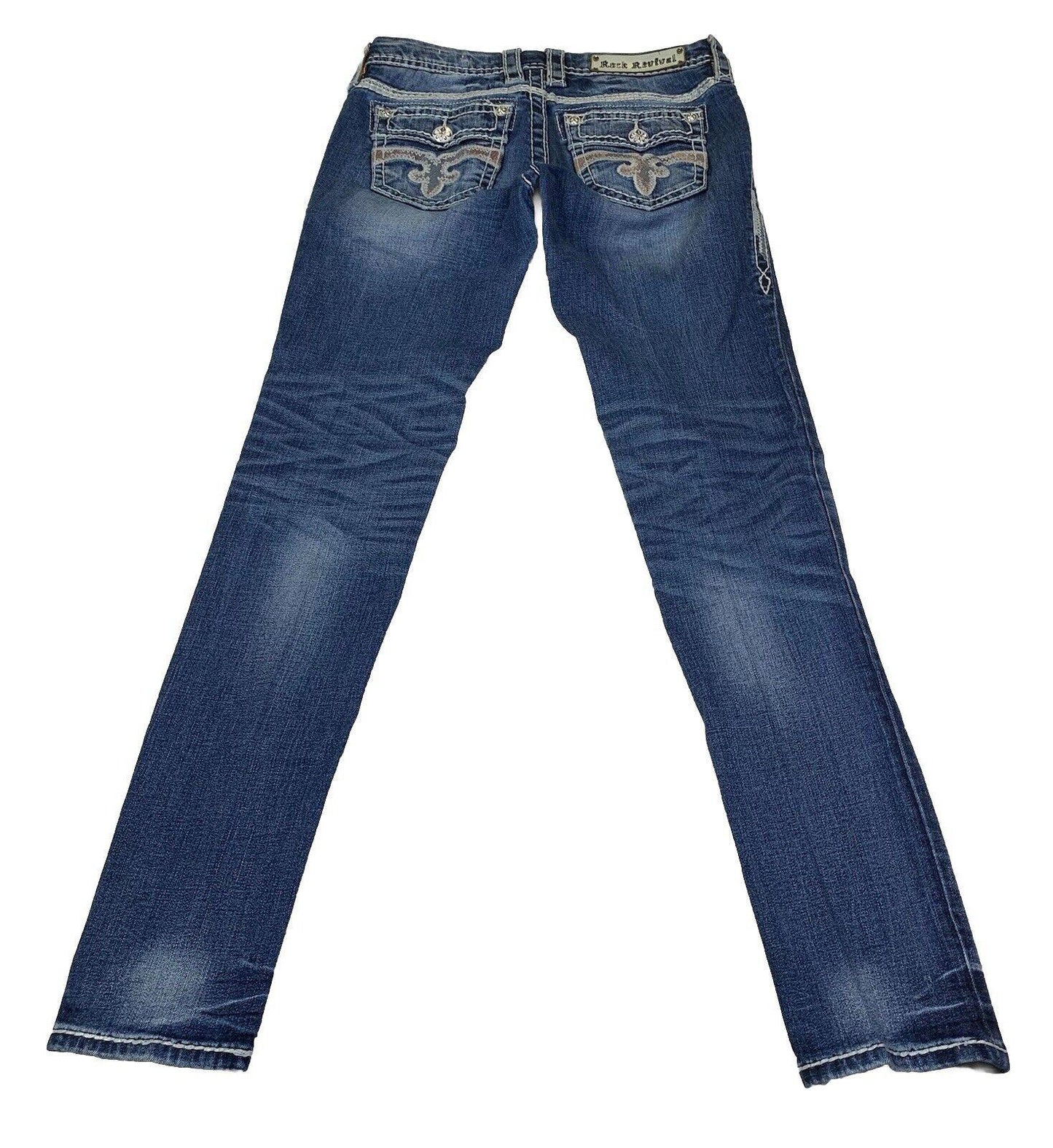 Rock Revival Women's Jeans Size 27 Bold Stitch Cowboy Pocket
