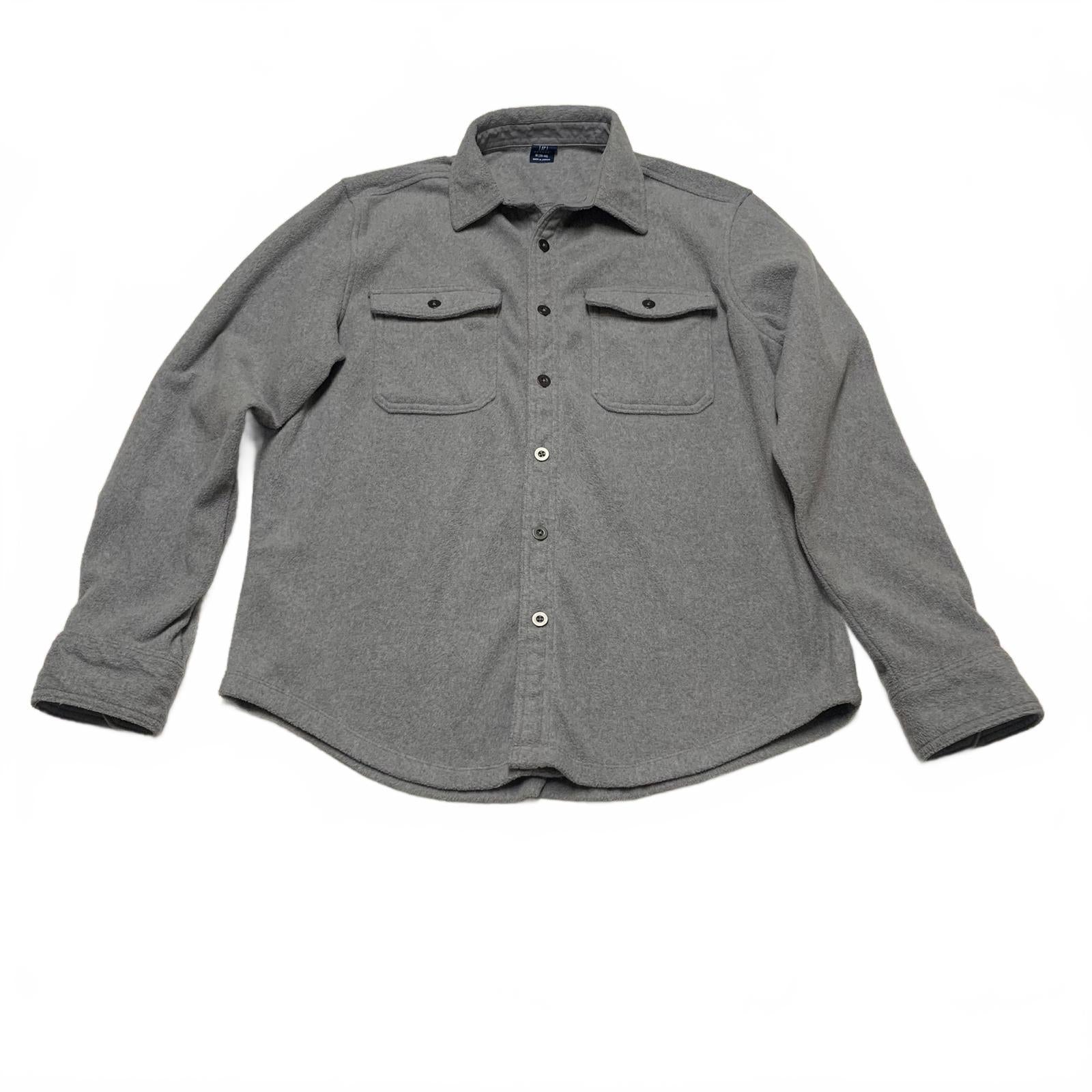 Camisa de franela abotonada gris George para hombre, talla mediana (38-40)