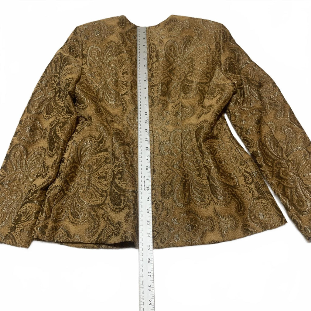 Chaqueta acolchada con cremallera Harvé Benard para mujer, talla M/L, estampado de cachemira dorado mostaza