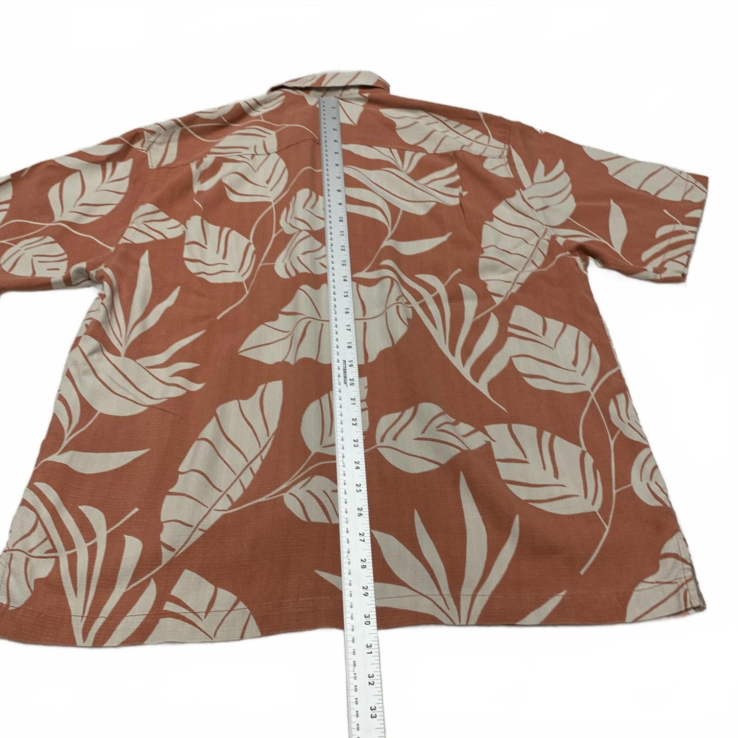 Tommy Bahama Mens Sz L Tropical Leaf Print  Shirt Silk Vacation Ready