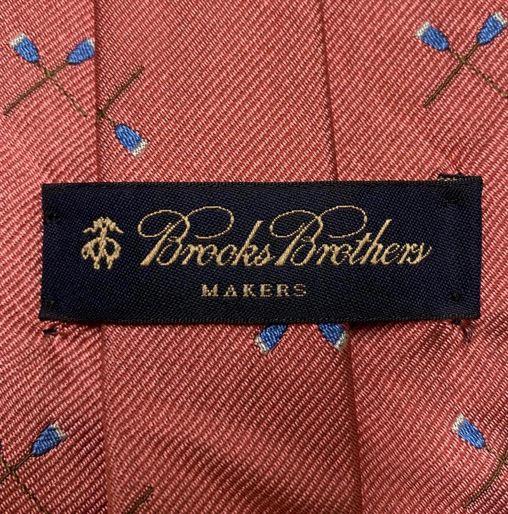 Corbata de seda rosa polvoriento OSFA para hombre de Brooks Brothers, estampado azul, EE. UU.