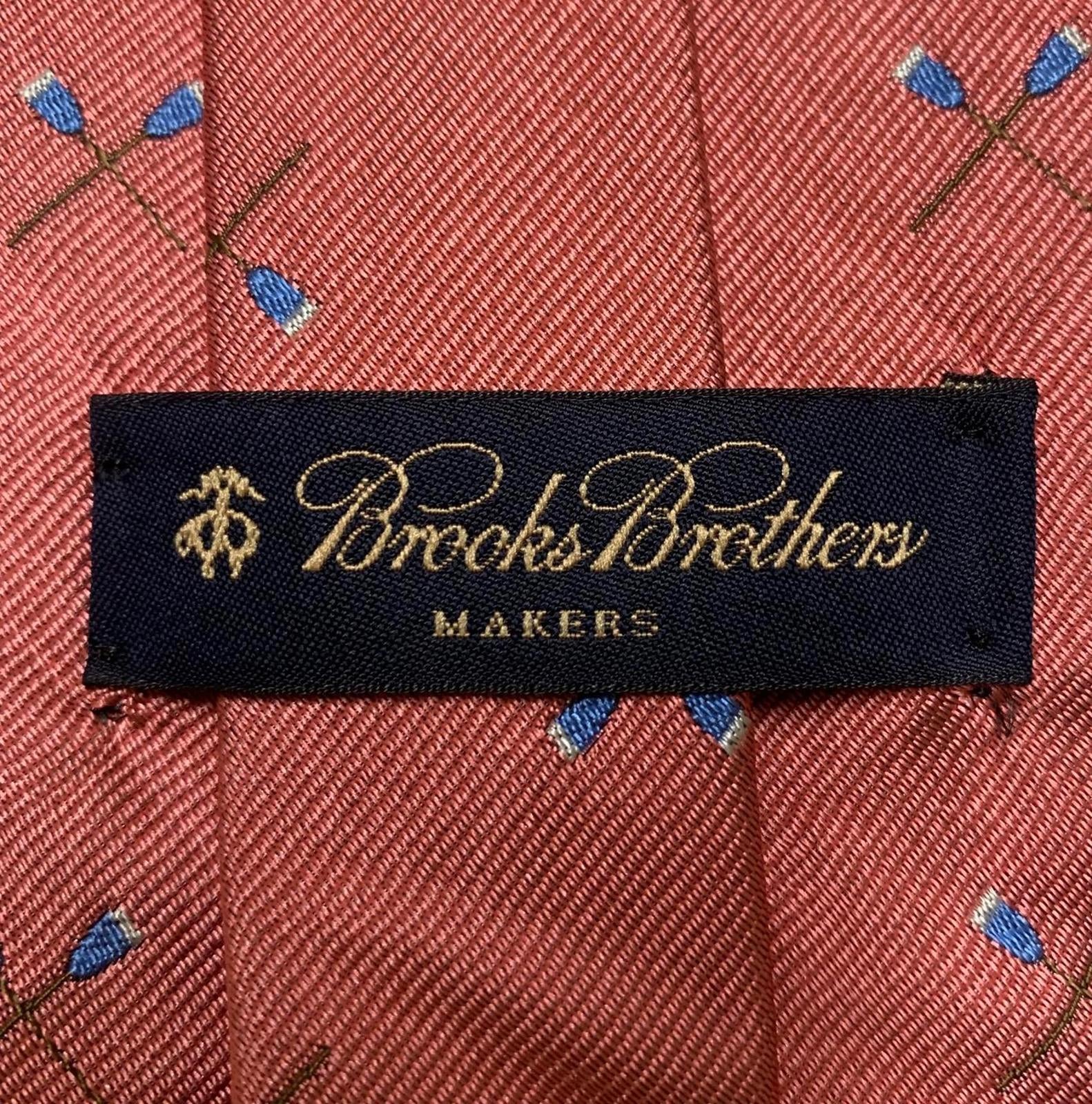 Corbata de seda rosa polvoriento OSFA para hombre de Brooks Brothers, estampado azul, EE. UU.