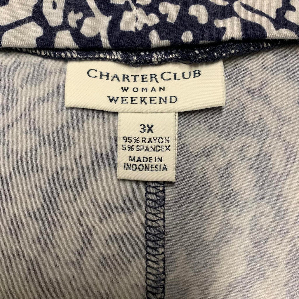 Pantalones anchos con estampado abstracto azul marino para mujer Charter Club Weekend (talla 3X, talla 41)