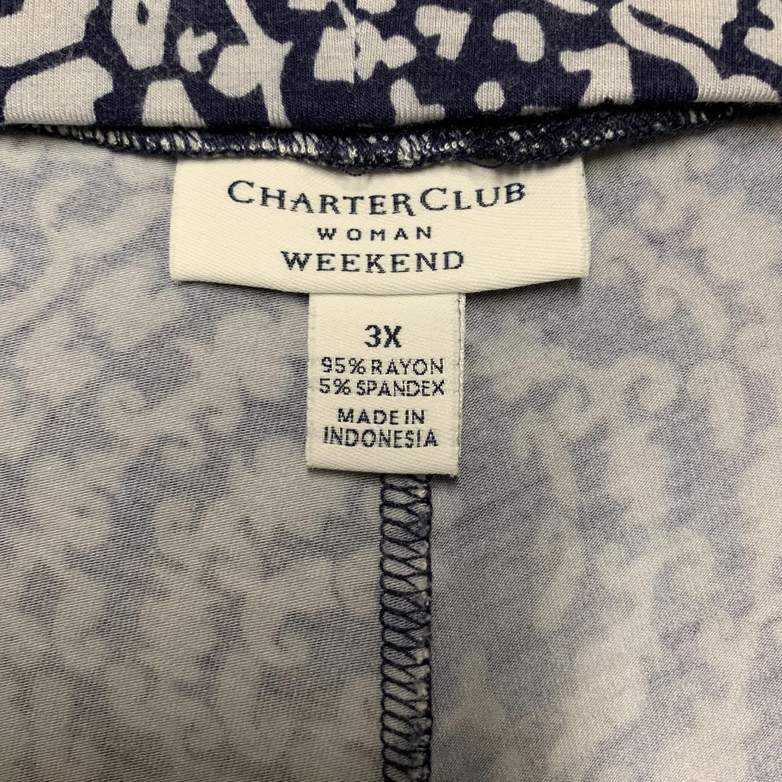 Pantalones anchos con estampado abstracto azul marino para mujer Charter Club Weekend (talla 3X, talla 41)