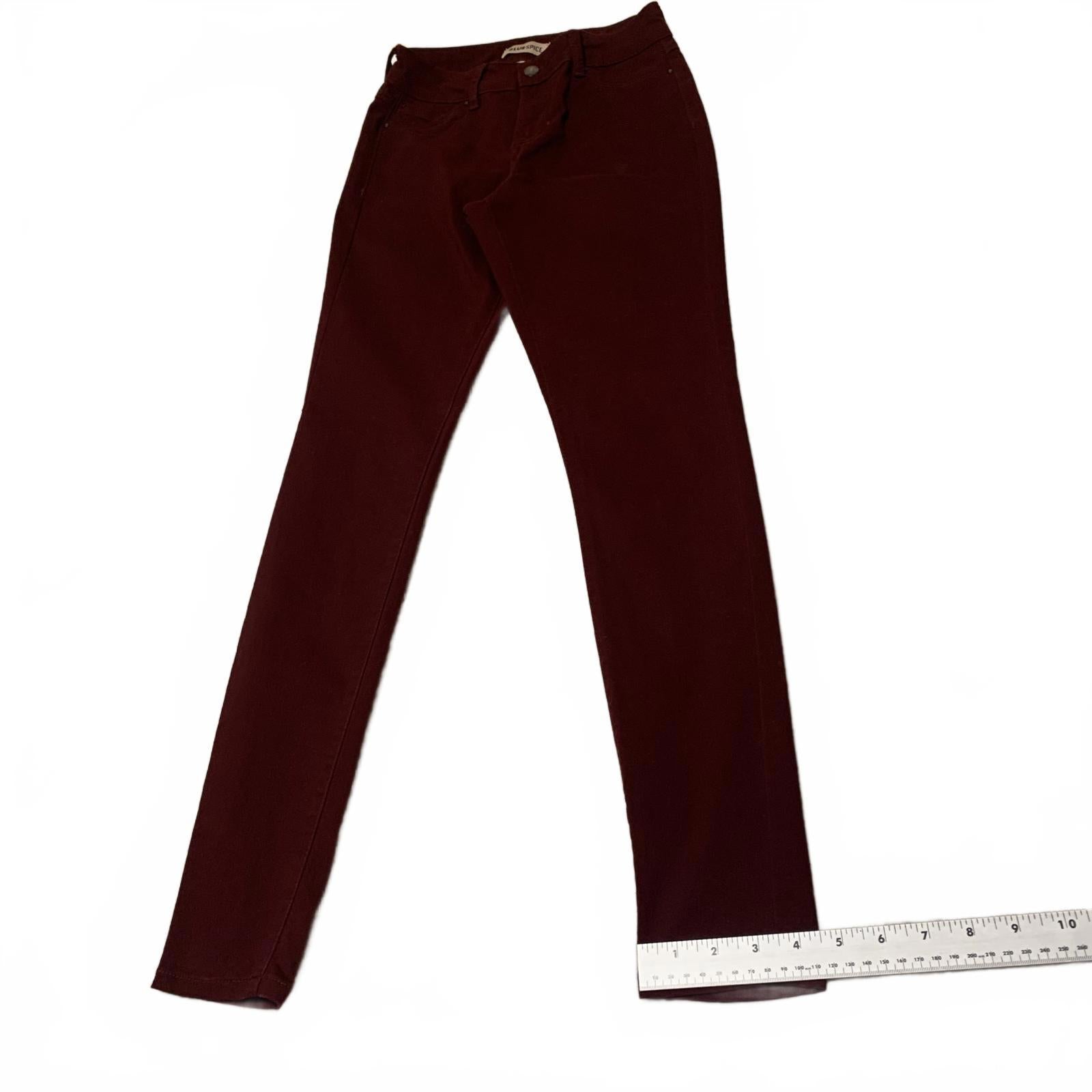 Vaqueros Blue Spice para mujer, talla 1, corte junior, elásticos, ajustados, burdeos, ancho 26 x 29,5 L