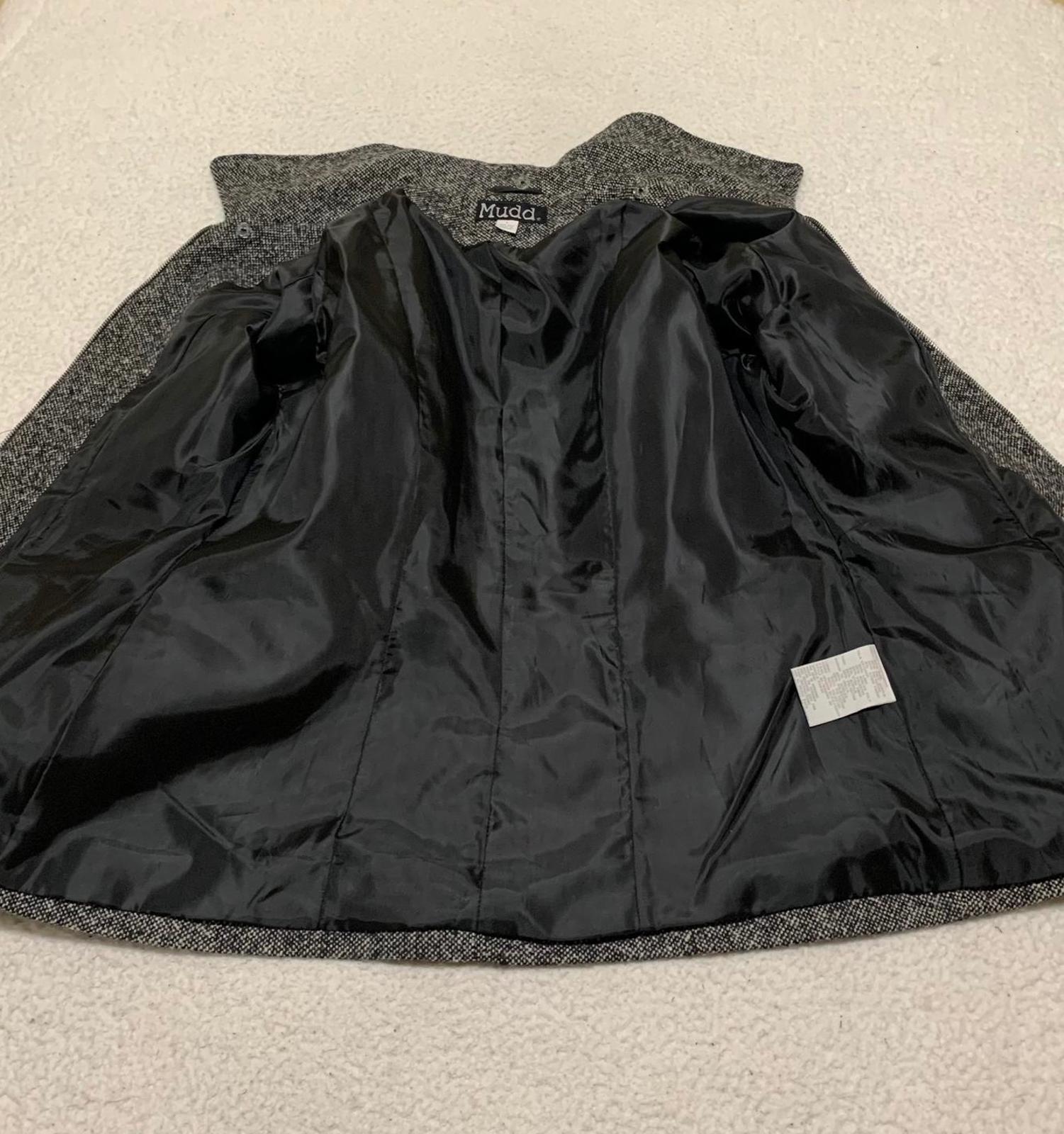 Abrigo vintage de lana Mudd con cremallera, gris, talla L, fabricado en Ucrania, año 2000, RN 14981