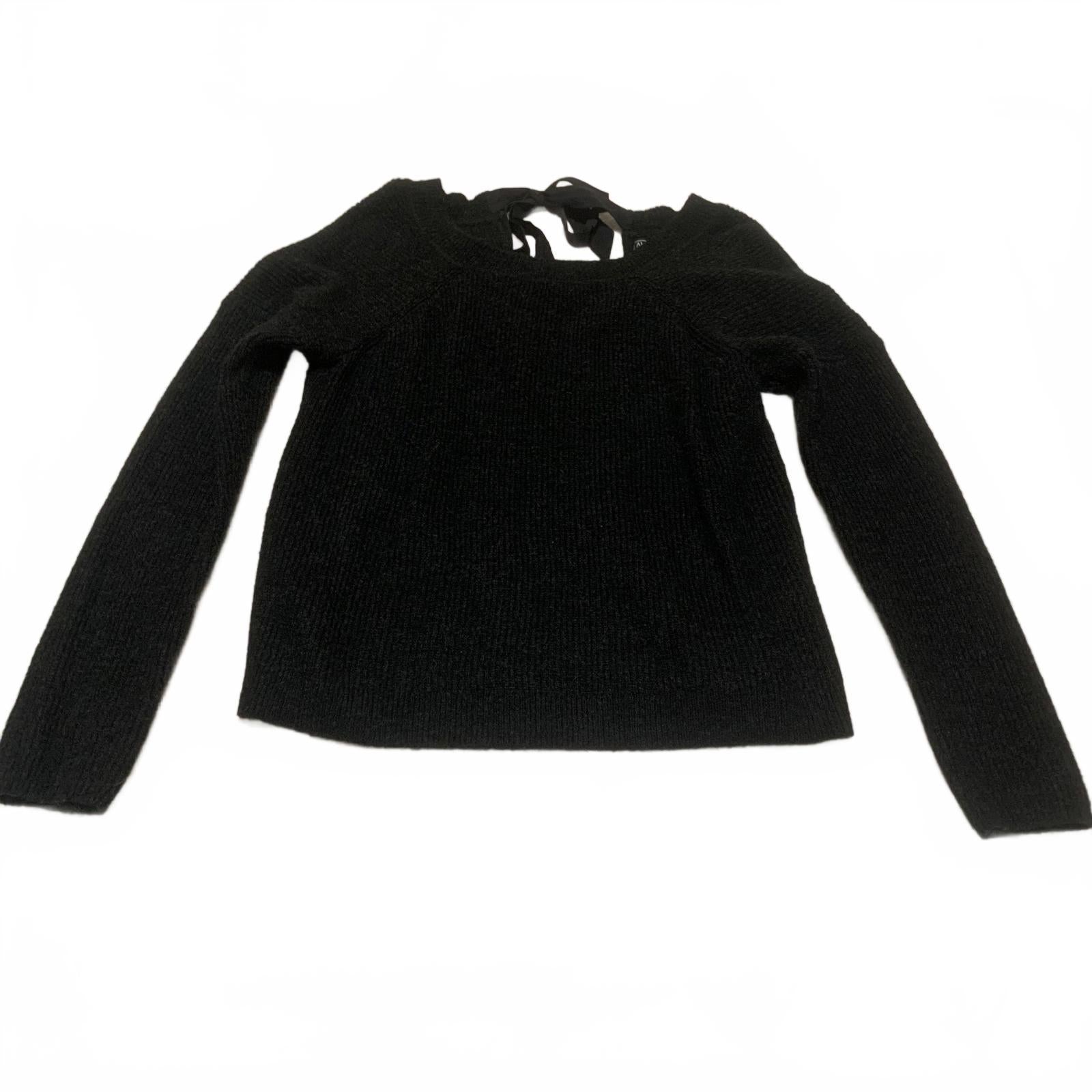 Suéter Abercrombie &amp; Fitch de manga larga negro Y2K con lazo en la espalda para mujer, talla M
