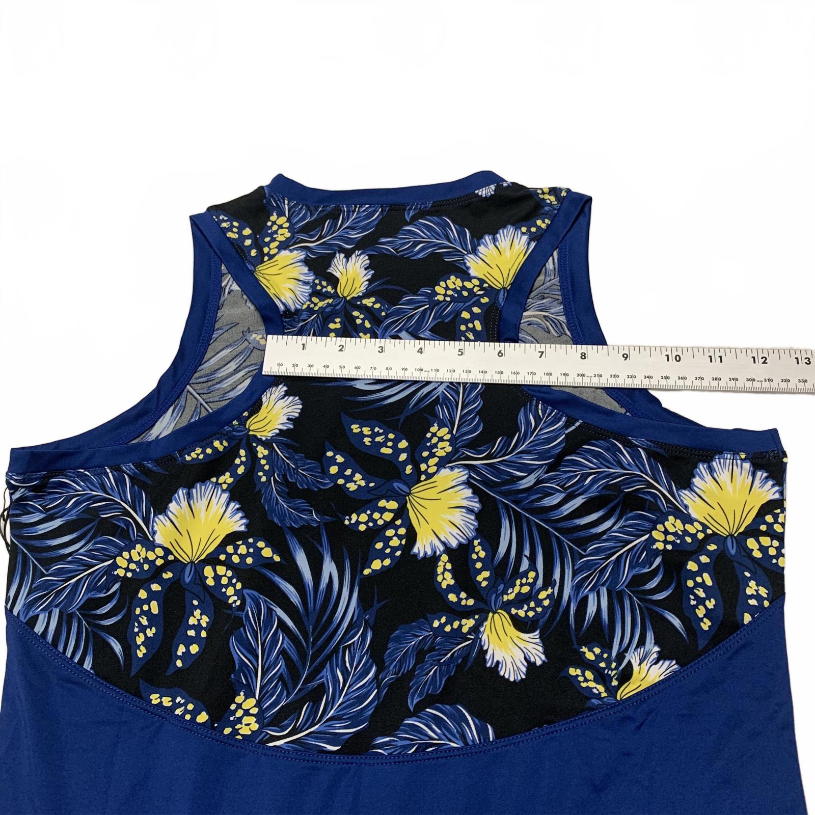 Top elástico sin mangas con estampado floral de jungla azul Debbie para mujer talla M TAIL