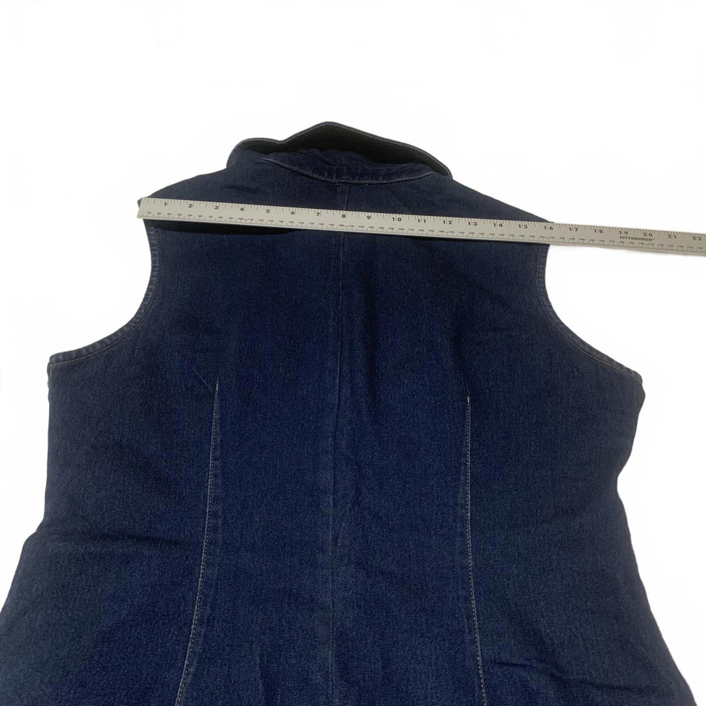 Long Elegant Legs Women's Size 16 Dark Blue Denim Button Front Sleeveless Dress