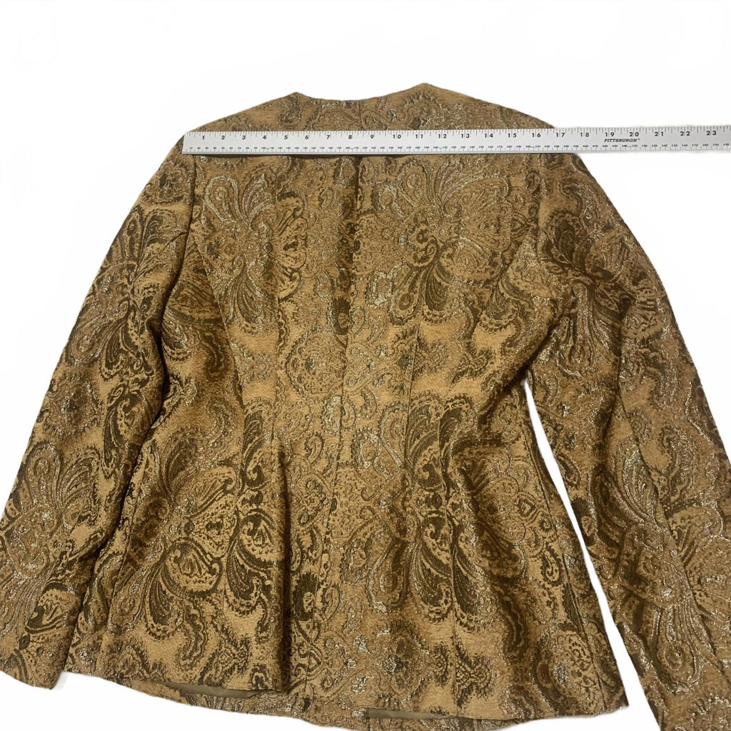 Chaqueta acolchada con cremallera Harvé Benard para mujer, talla M/L, estampado de cachemira dorado mostaza