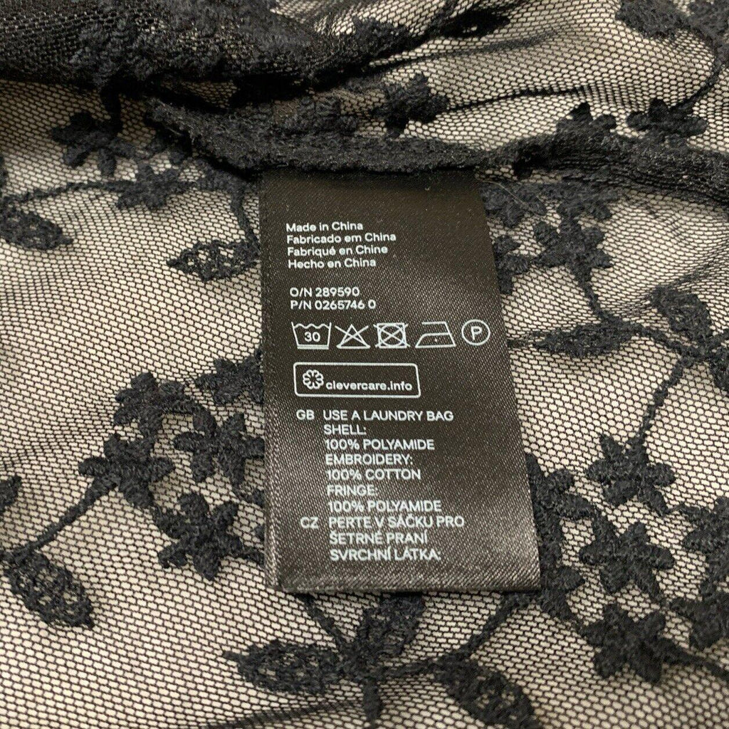 Bufanda tipo chal con flecos de encaje negro para mujer, talla S, estilo bohemio grunge, de H&amp;M