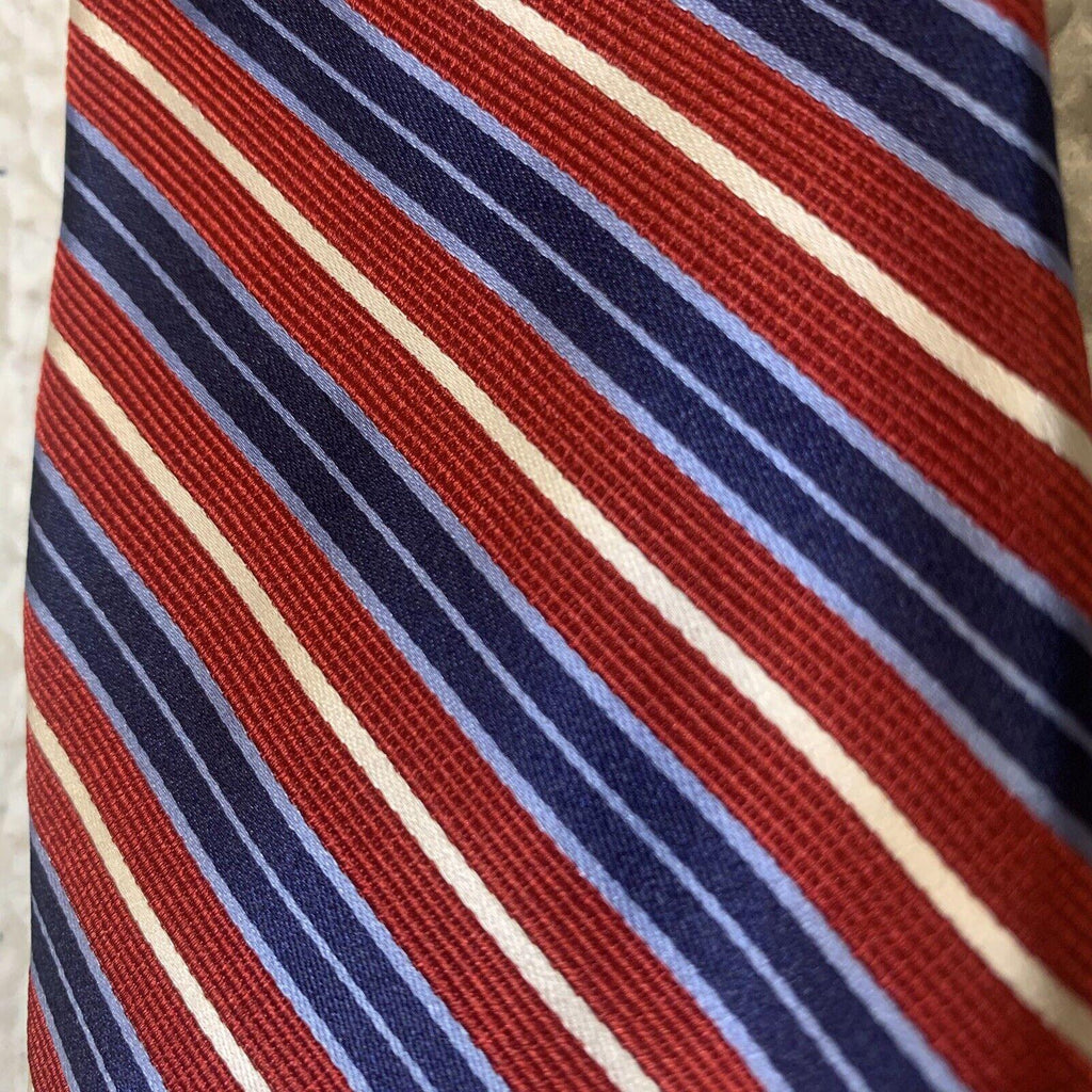 Nautica Men's Tie Red White Blue Diagonal Stripe 100% Silk