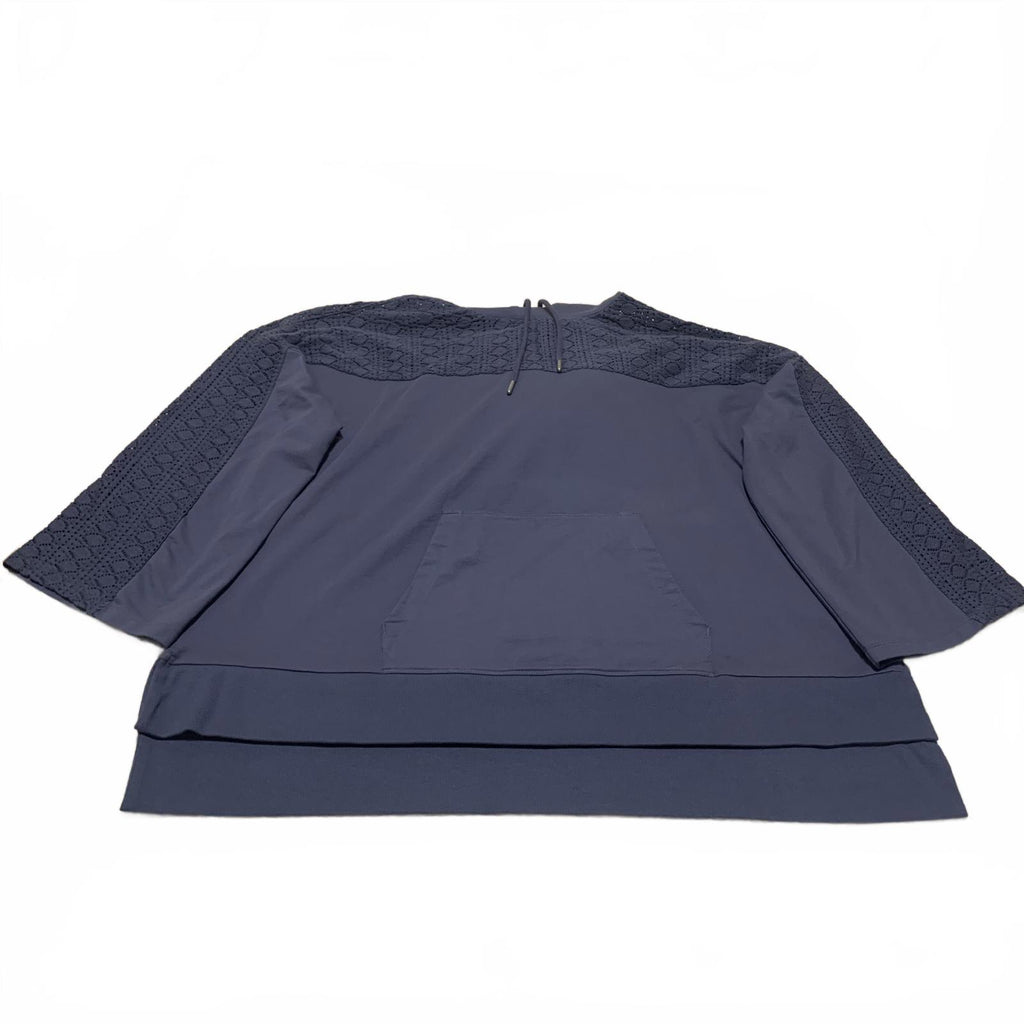 June & Vie Women's Size Large 18-20 Slate Blue Hoodie Sweatshirt Textured Detail