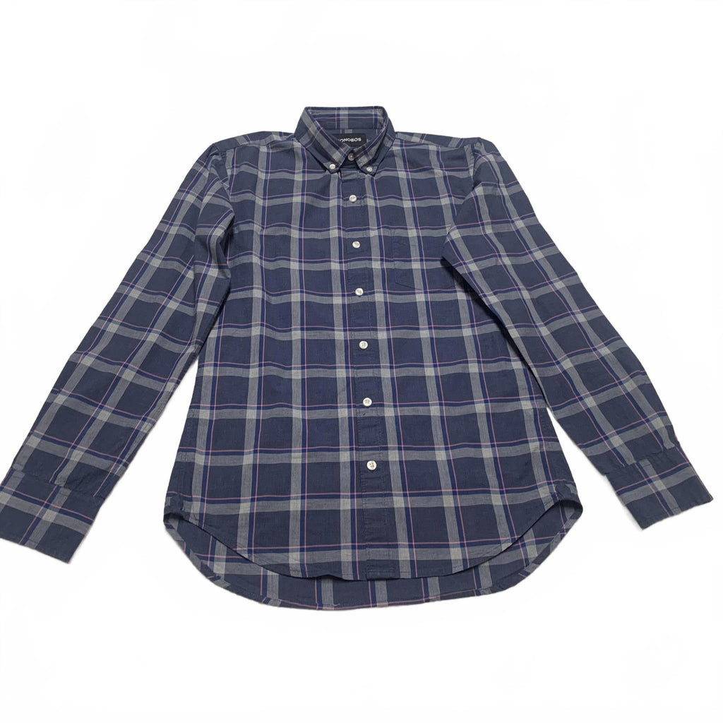 Camisa a cuadros azul de corte entallado Bonobos para hombre, talla pequeña