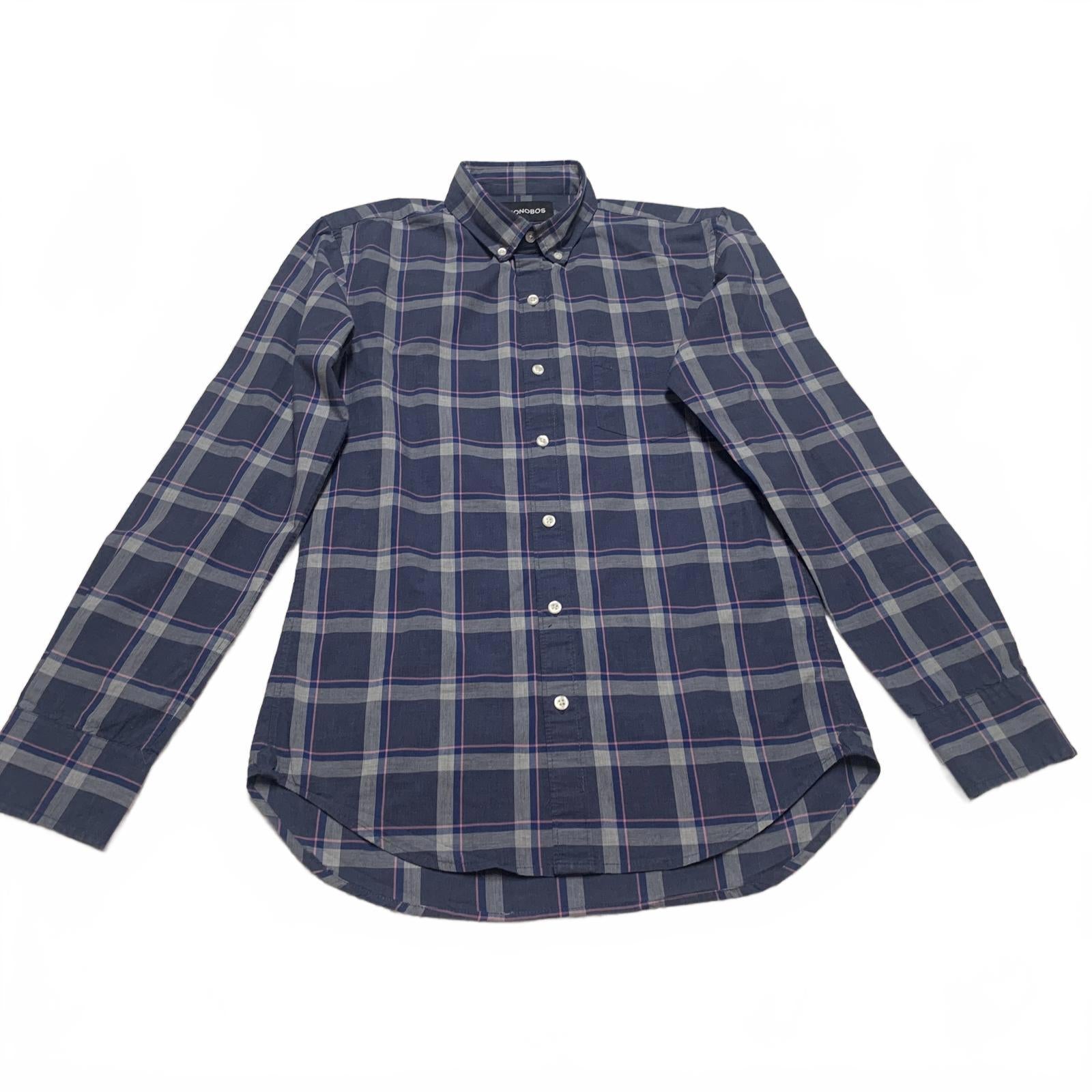 Camisa a cuadros azul de corte entallado Bonobos para hombre, talla pequeña