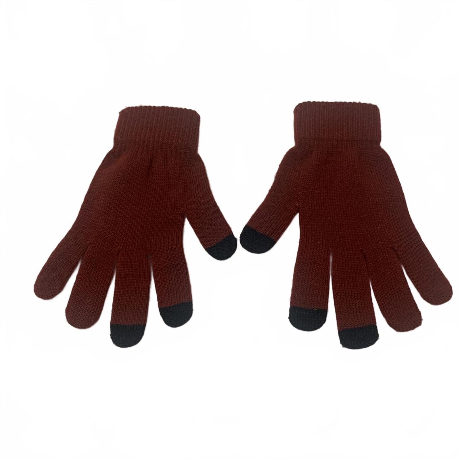 Conjunto de gorro, bufanda y guantes de punto para invierno, color burdeos y azul marino, forro de piel sintética OSFA