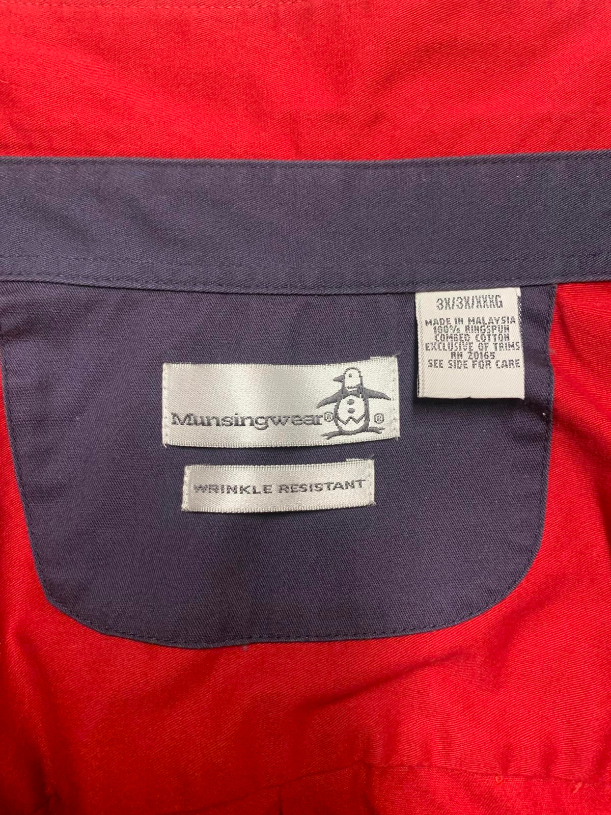Camisa Munsingwear para hombre, con botones rojos, resistente a las arrugas, talla 3X
