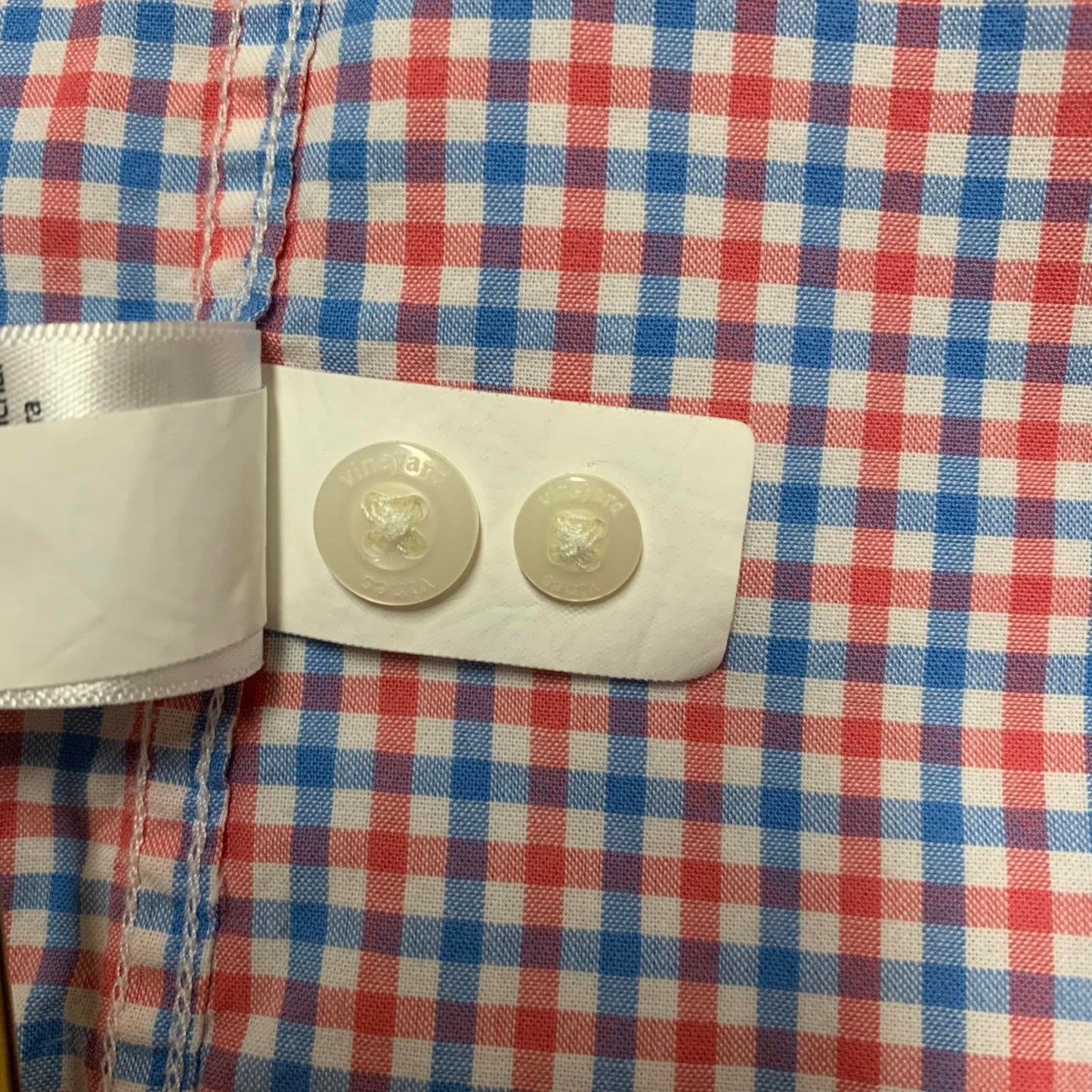 Vineyard Vines Men’s Large Red Blue Check Slim Fit Murray Button Shirt