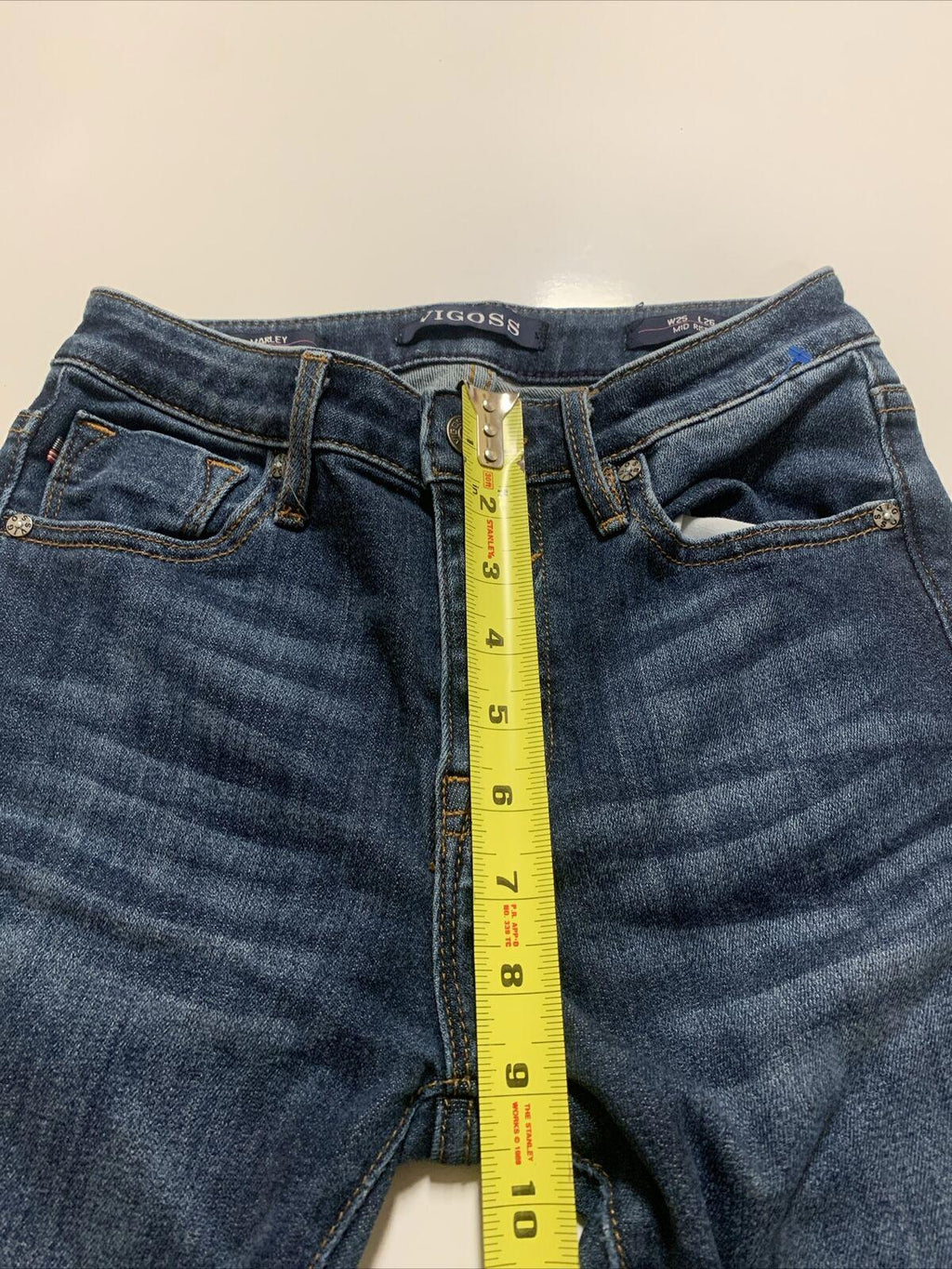 Vaqueros ajustados VIGOSS Marley para mujer, 25 x 26, de tiro medio desgastados en azul