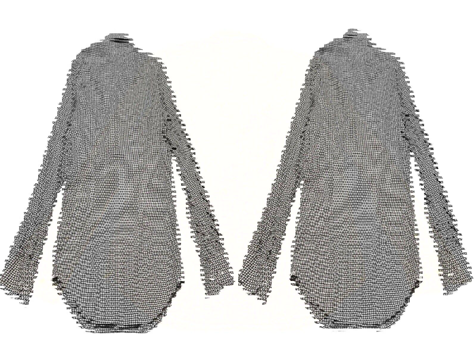 Camisa Saks Fifth Avenue para hombre, talla 16 1/2, gris, con estampado de pata de gallo, manga larga y botones