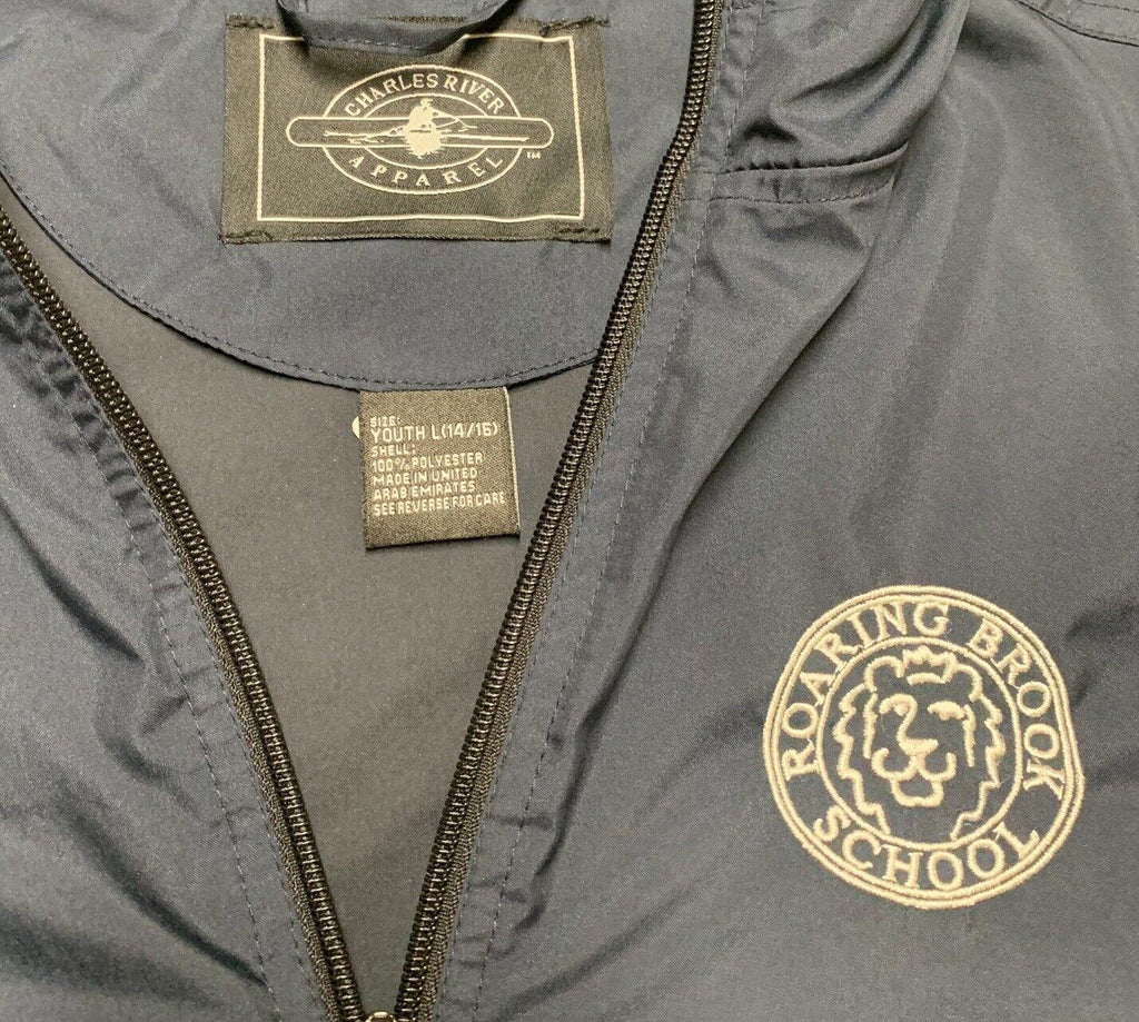 Chaqueta impermeable Charles River Pack-N-Go Pullon, cortavientos, para jóvenes, talla L 14-16, azul marino