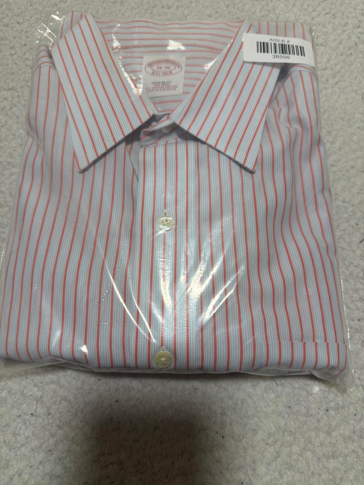 Camisa de vestir Brooks Brothers para hombre, talla 16-36, corte recto, sin planchado, de algodón Supima, manga larga