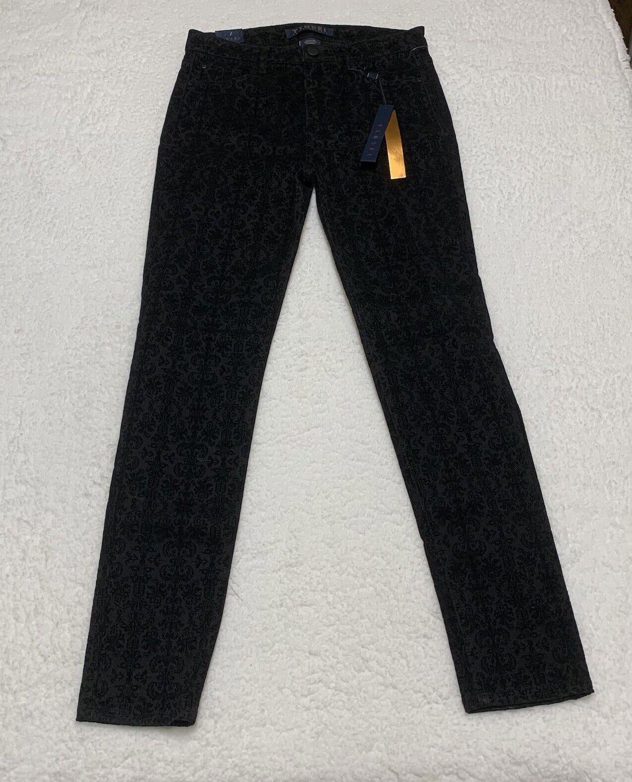 Pantalones vaqueros suaves ajustados de Lord &amp; Taylor Tinsel para mujer, talla 29, color negro
