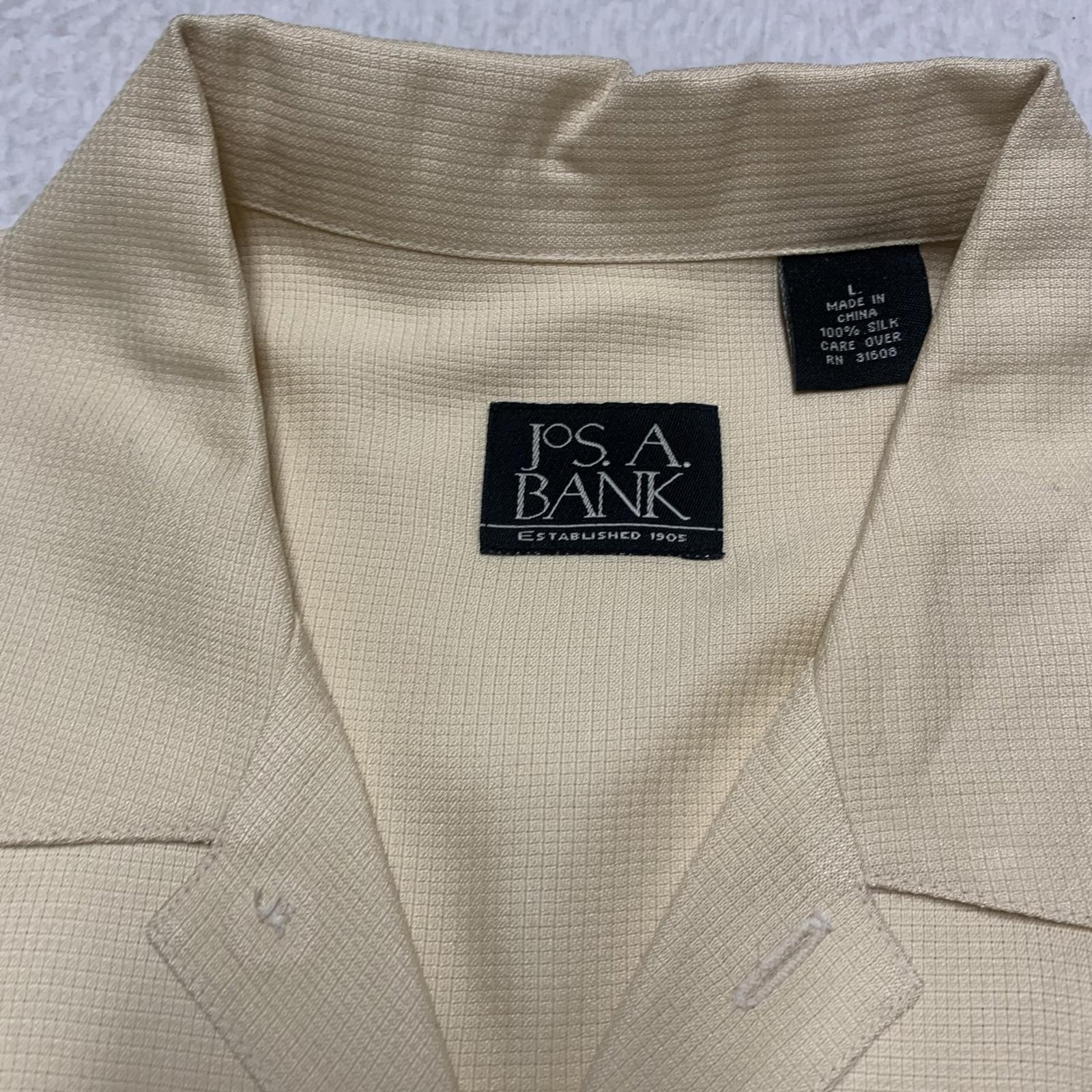 Camisa de seda grande Jos. A. Bank, beige claro, manga corta