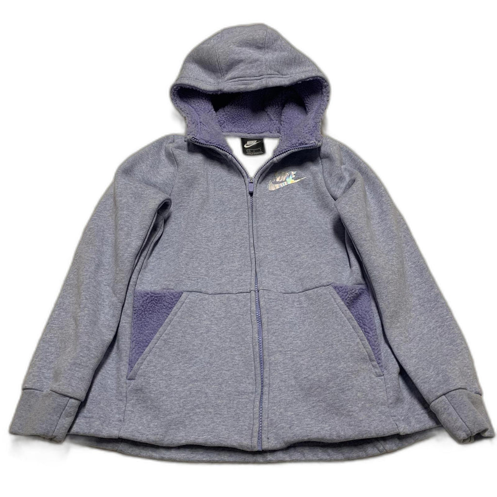 Sudadera con capucha y cremallera Nike para niña, color lavanda, talla grande