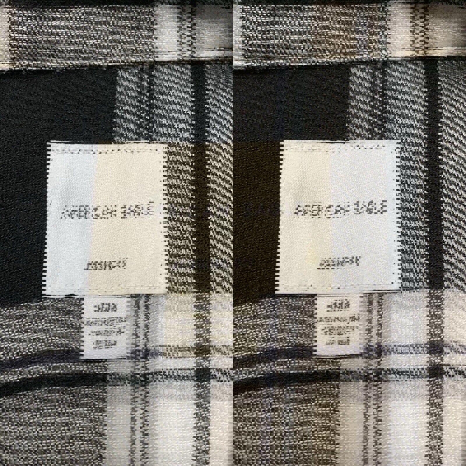 Túnica de franela a cuadros American Eagle, talla pequeña, negra, blanca, con pinzas, jegging, talla M