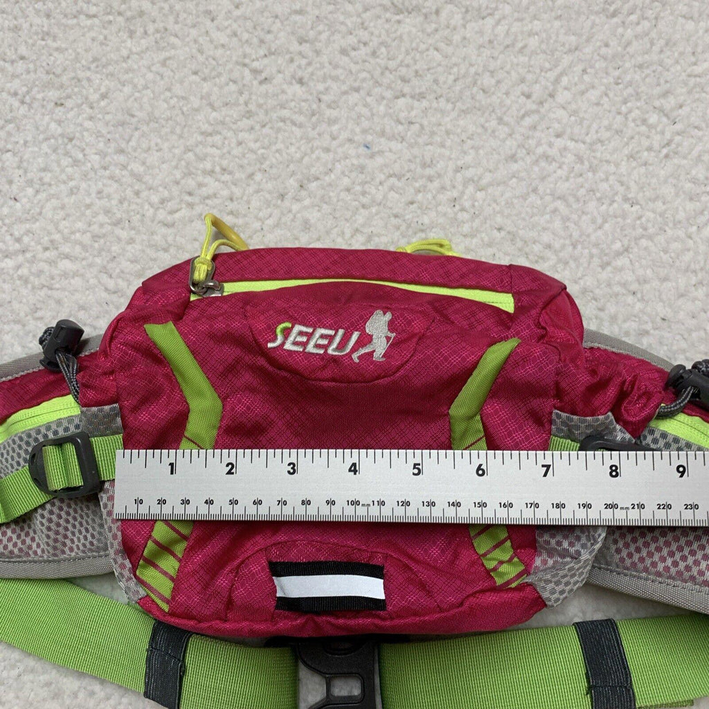 Riñonera SEEU gris, rosa y verde, bandolera, para senderismo y senderismo