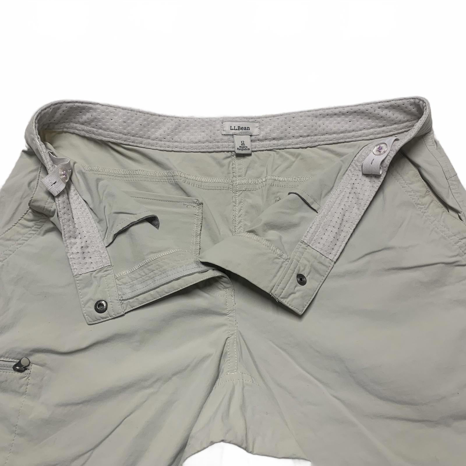 Pantalones capri cargo beige LL Bean para mujer, talla 12R, para actividades al aire libre, ancho 34 x largo 22,5 cm