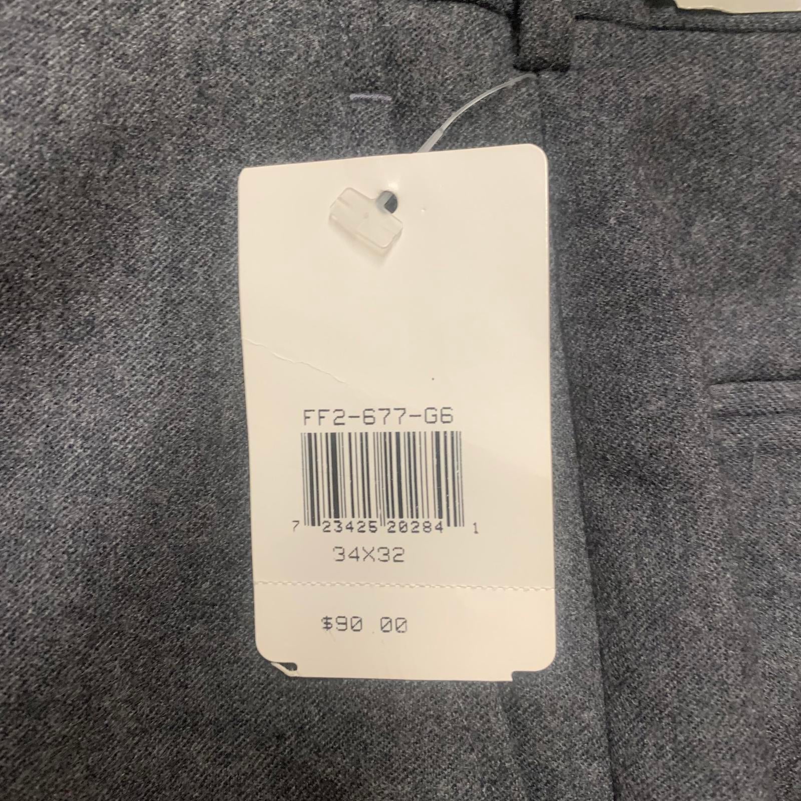 Pantalones de vestir de lana peinada 100 % color gris Geoffrey Beene para hombre, talla 34 x 32