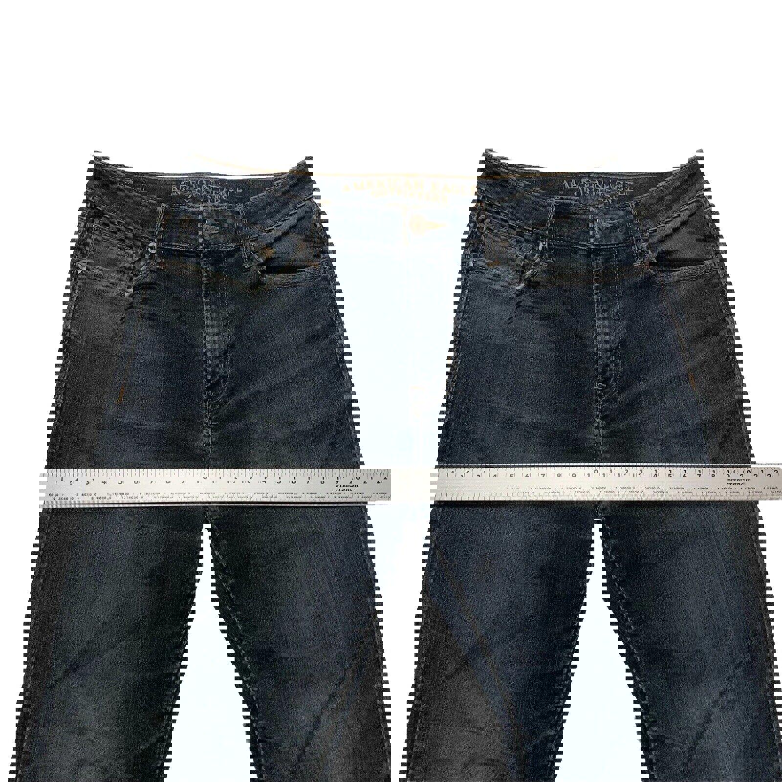 Vaqueros rectos American Eagle Outfitters para hombre, denim flexible con lavado azul oscuro, talla 32/34