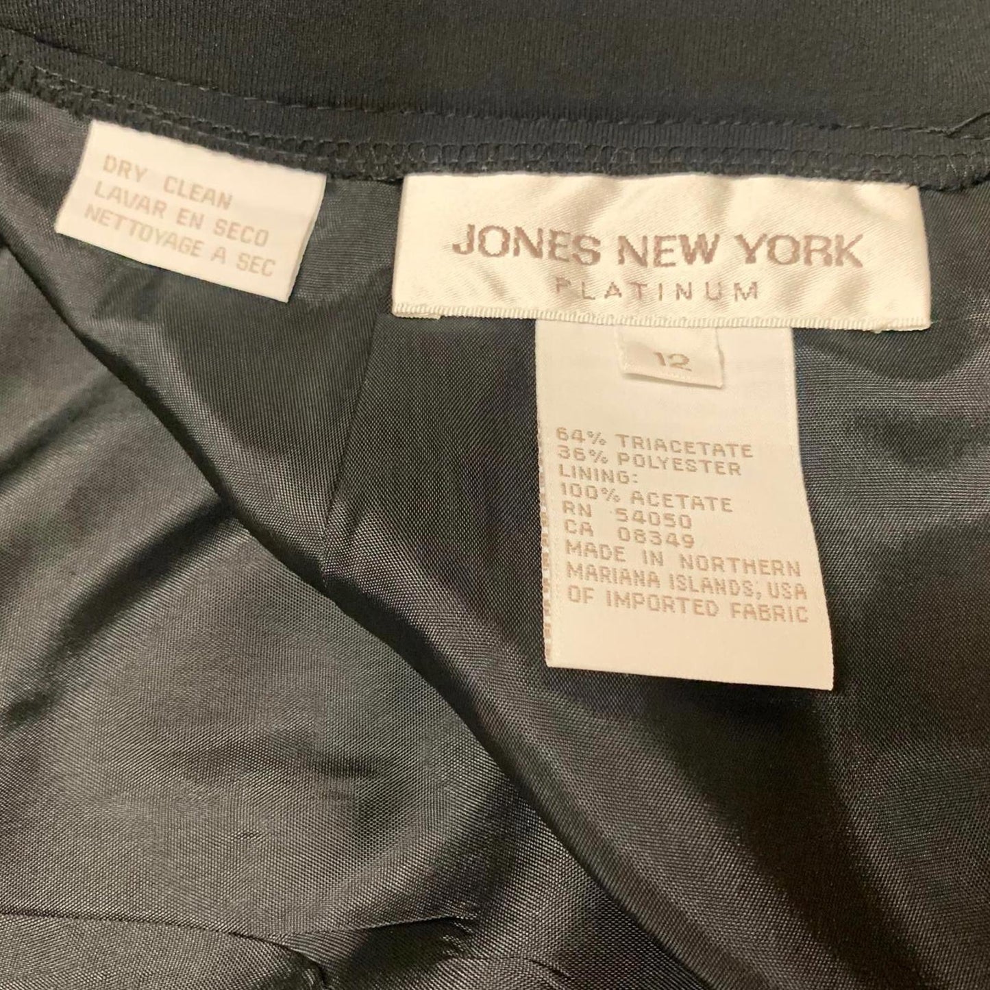 Vintage Jones New York Platinum Womens Sz 12 Black Pencil Skirt W30