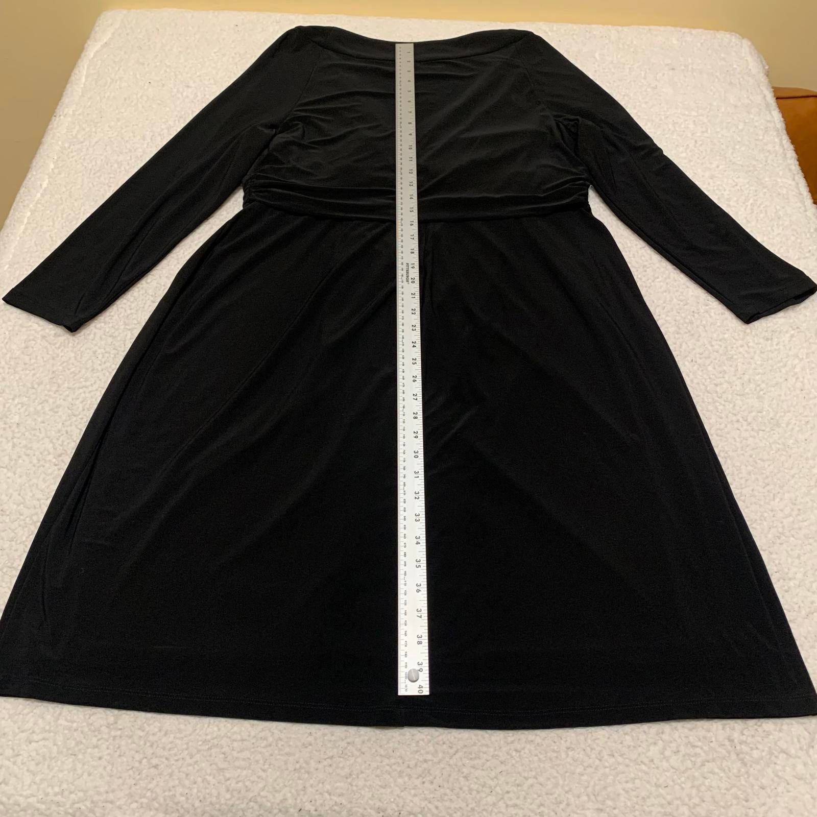 Jones New York Women's Size 18W Black Long  V-Necks Sleeve Dress Formal