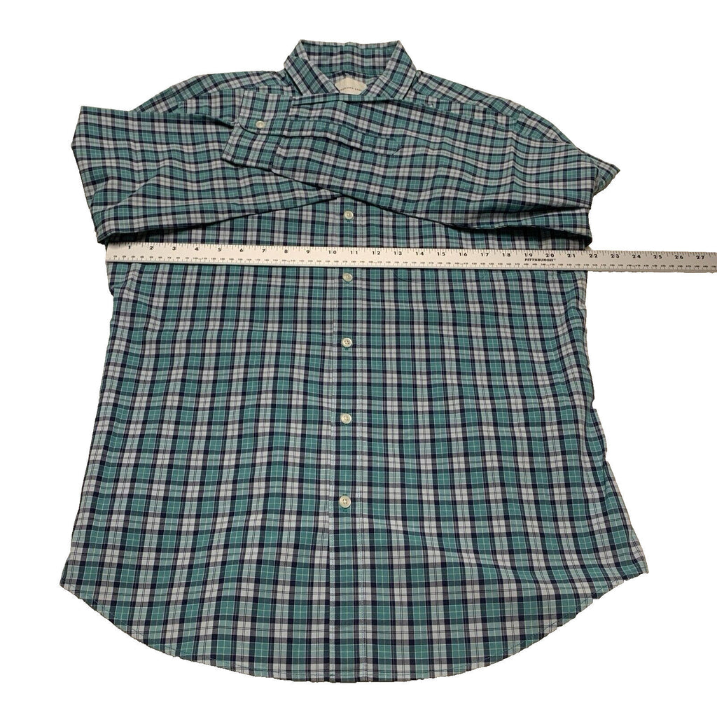 Camisa abotonada azul verdoso de manga larga a cuadros para mujer de American Eagle, talla grande