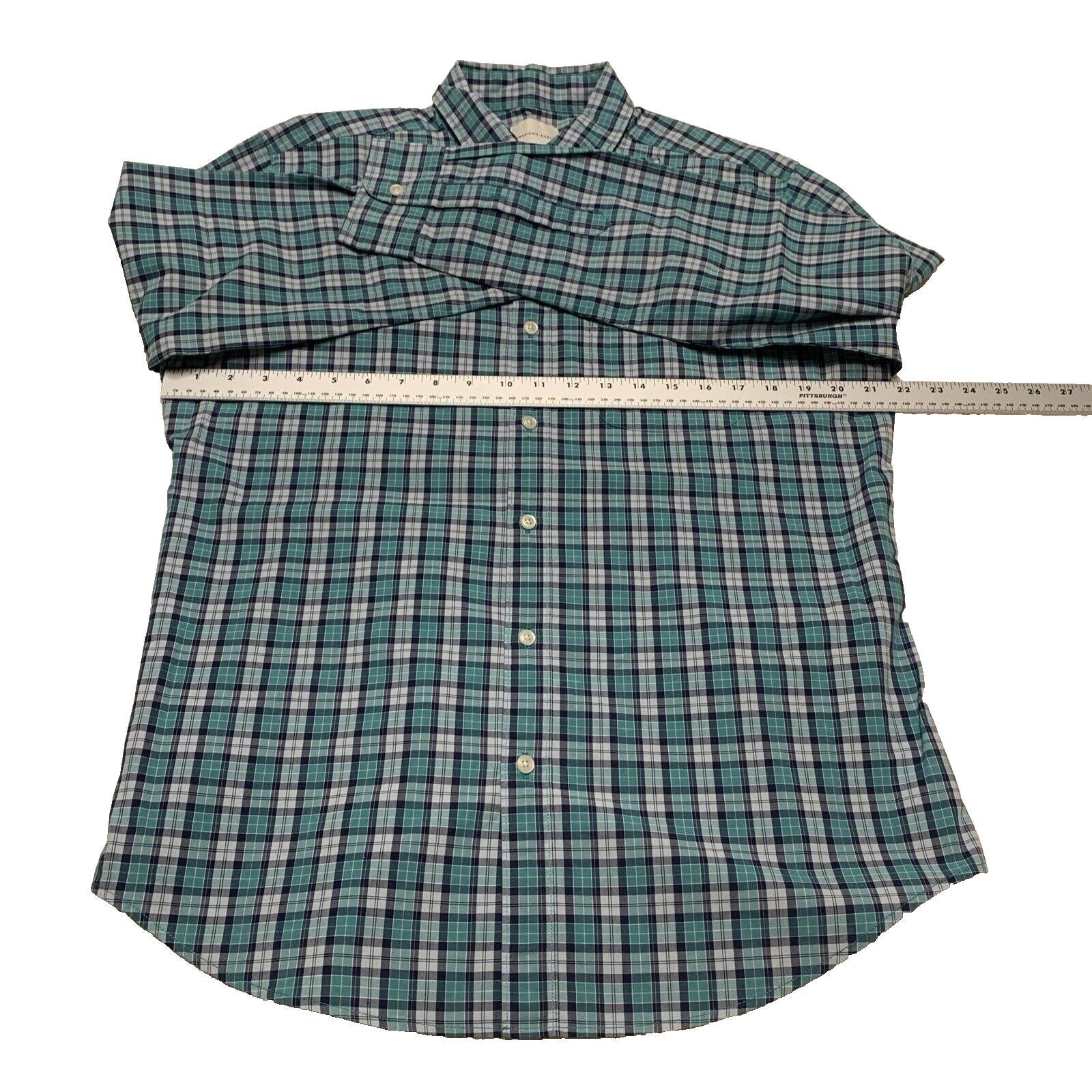 Camisa abotonada azul verdoso de manga larga a cuadros para mujer de American Eagle, talla grande