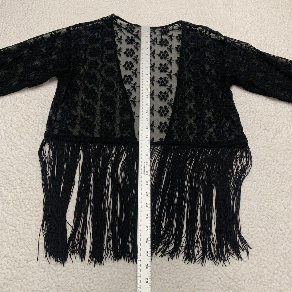 Bufanda tipo chal con flecos de encaje negro para mujer, talla S, estilo bohemio grunge, de H&amp;M