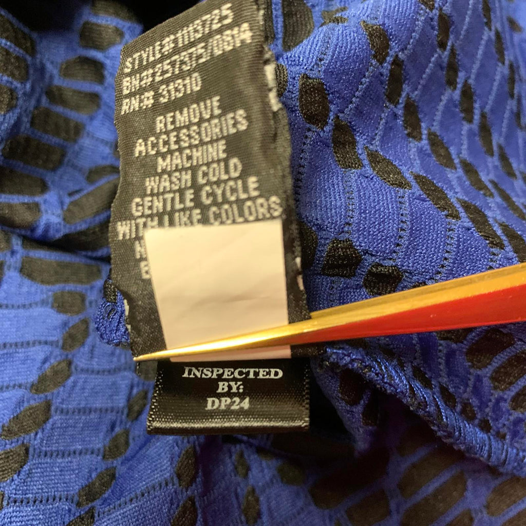 Vestido IZ Byer de corte A texturizado azul y negro talla XS para mujer