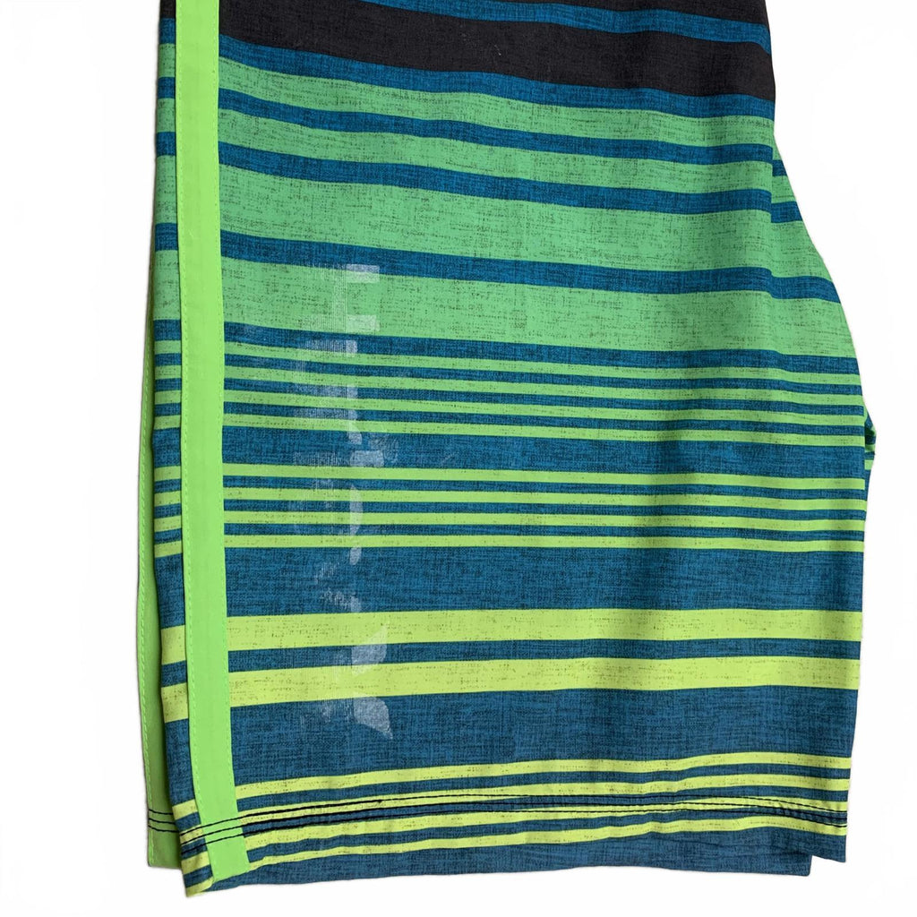 Pantalones cortos de surf Hurley para hombre, talla 32, a rayas, azul y verde, talla 33