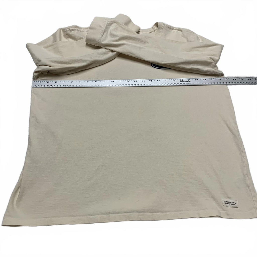 Camiseta XXL beige de manga larga "Life is Good" para mujer - Diseño "Get Outta Town"