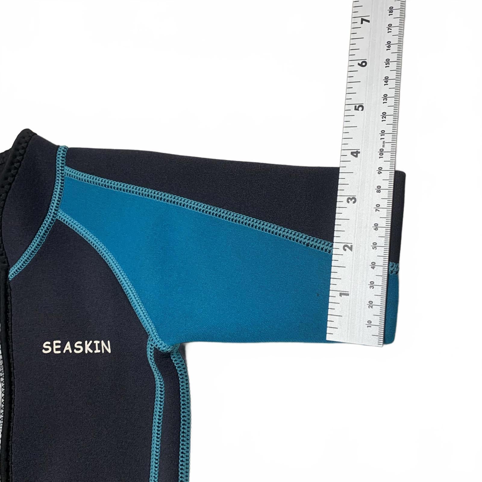 Traje de baño unisex Seaskin para niños, talla 3, color negro y verde azulado, de manga corta