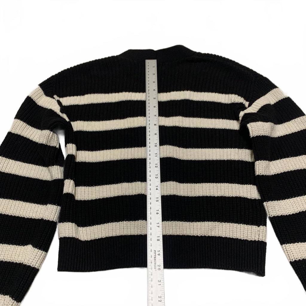 H&M Women's Size XS Black White Striped Knit Cardigan Sweater Button Front