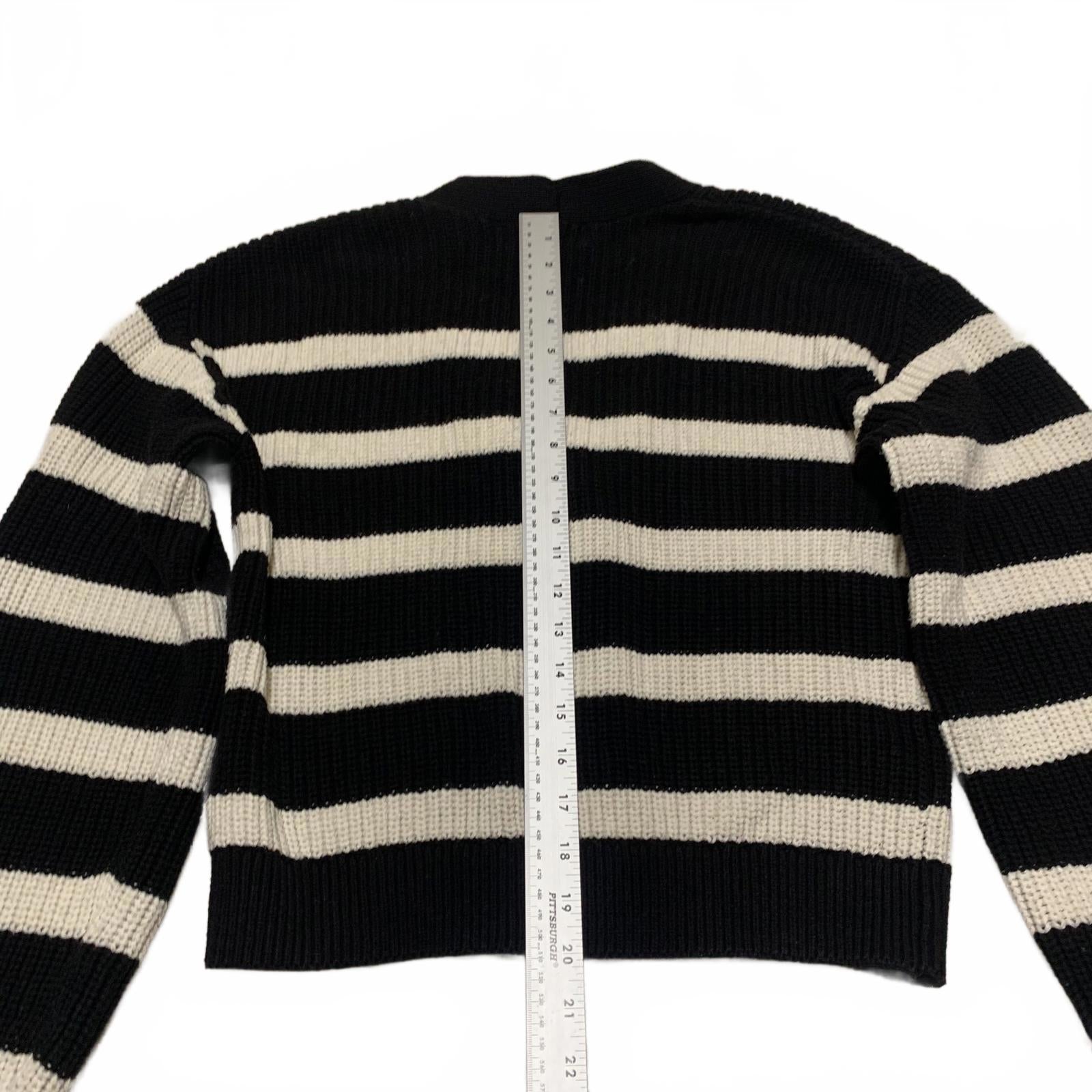 H&M Women's Size XS Black White Striped Knit Cardigan Sweater Button Front