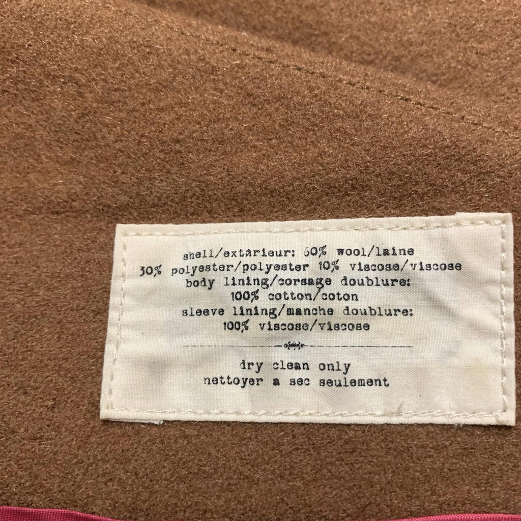 Cartonnier Wool Blazer Coat Women’s Small Brown Oversized Boyfriend 3/4 Sleeve