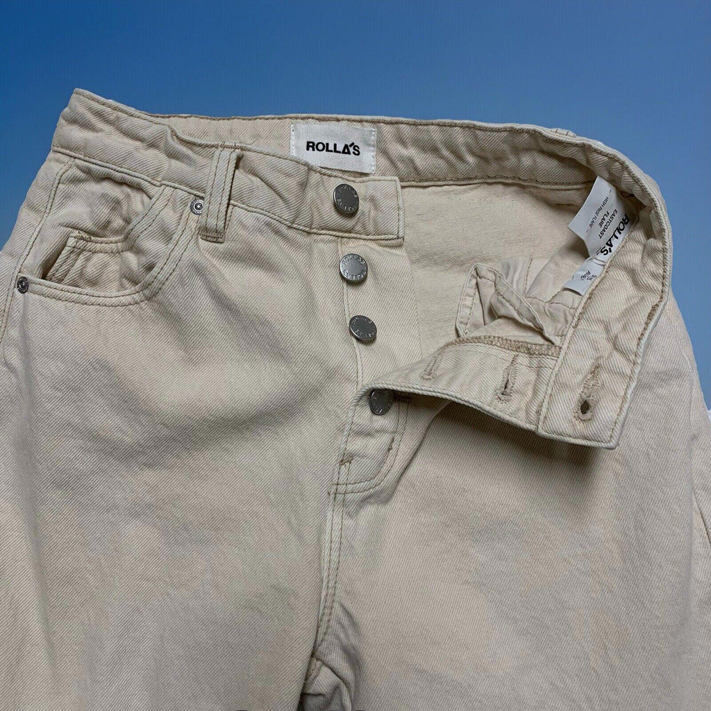Rolla's Jeans - Vaqueros acampanados beige con botones y pierna abierta para mujer, talla 25