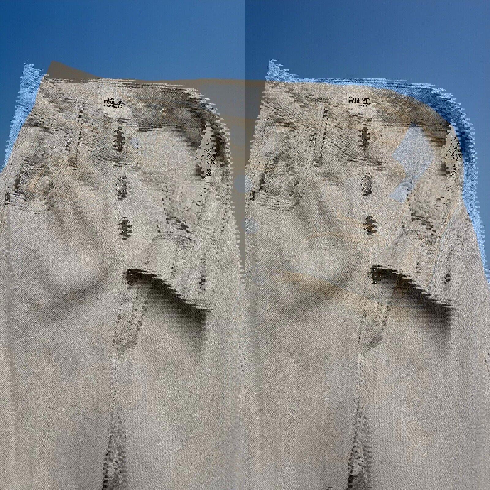 Rolla's Jeans - Vaqueros acampanados beige con botones y pierna abierta para mujer, talla 25