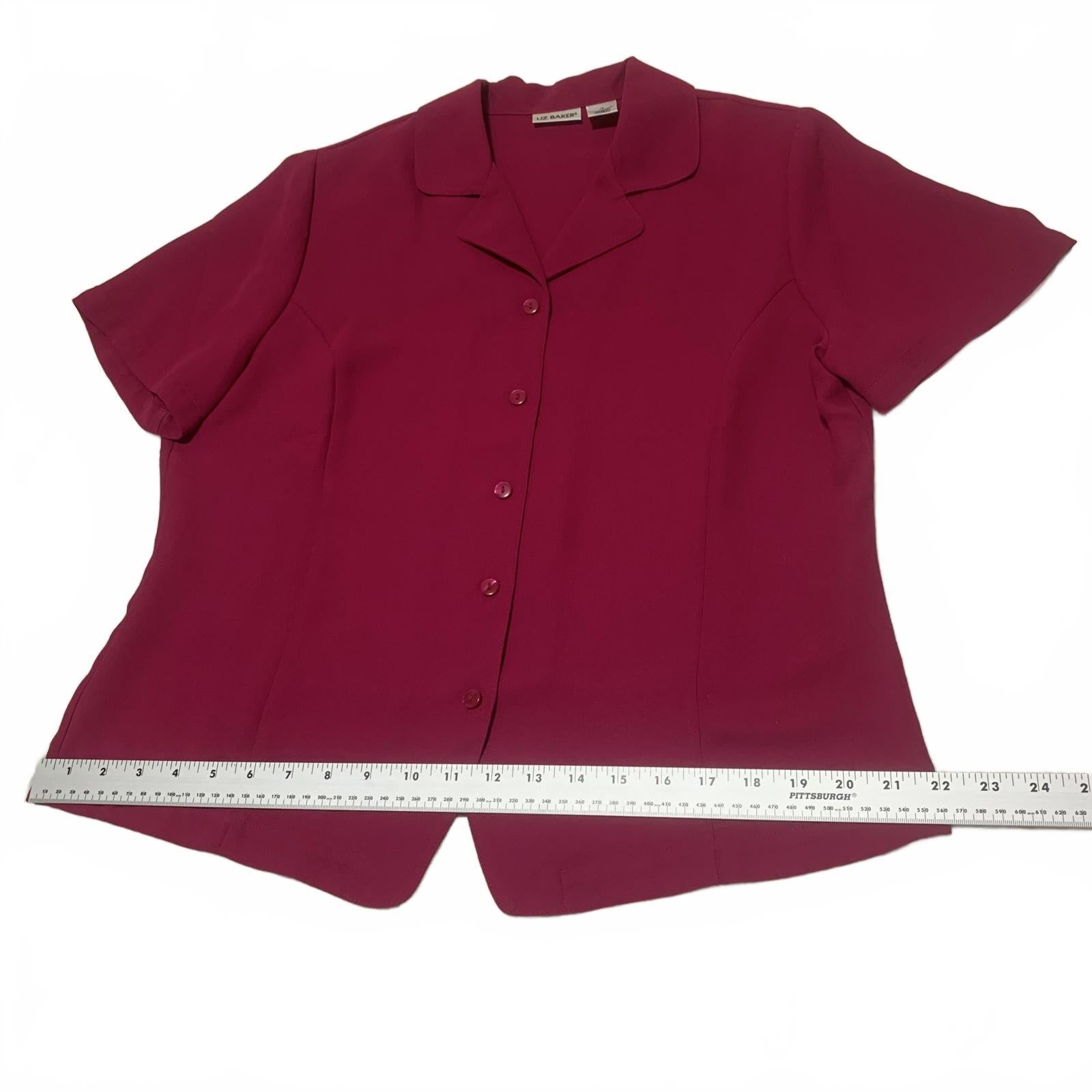 Blusa de manga corta con botones color fucsia para mujer, talla 12, de Liz Baker