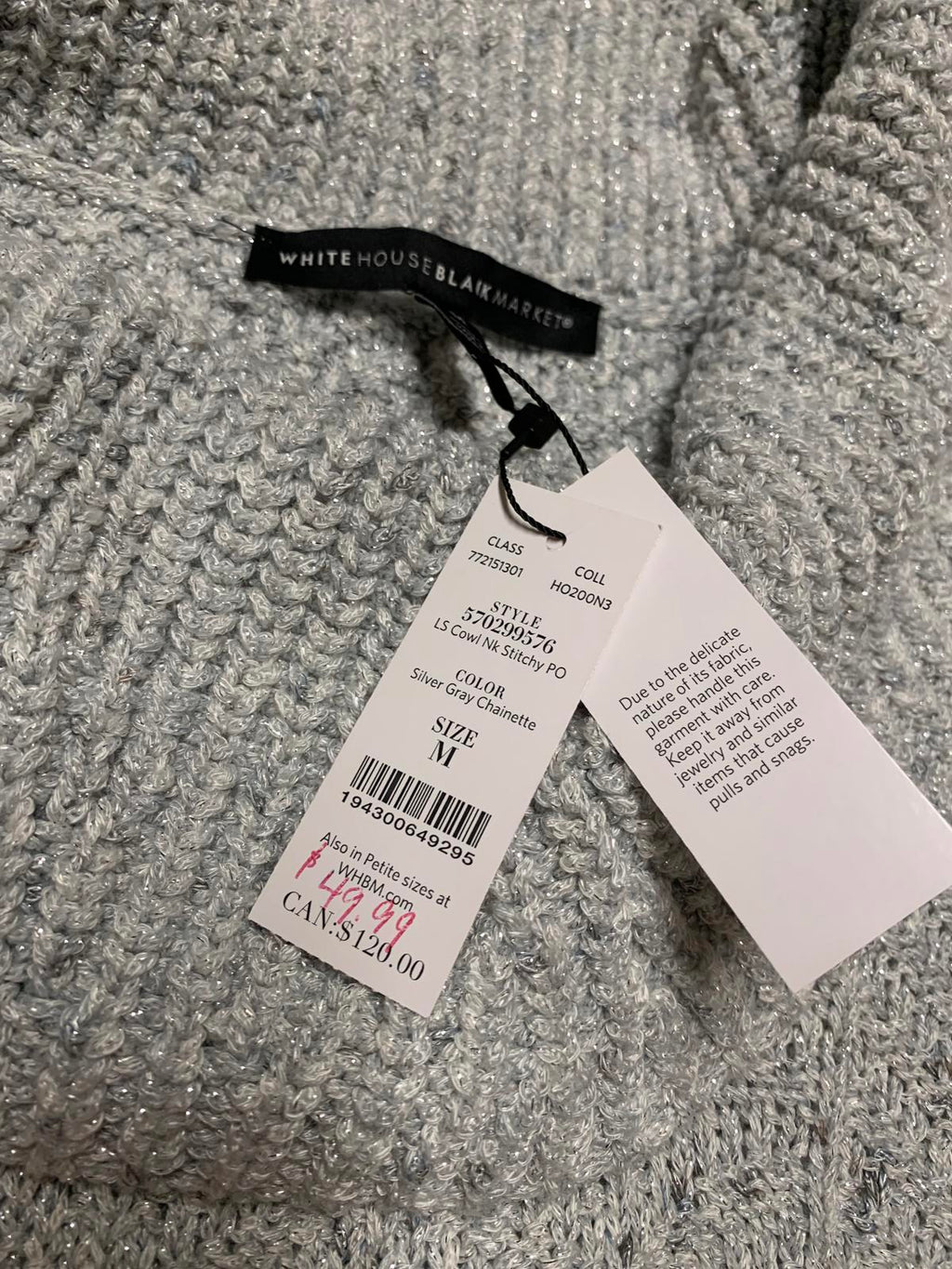 Suéter de punto cable gris con cuello vuelto para mujer, talla mediana, del mercado negro de la Casa Blanca